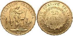 20 Franc Tercera República Francesa (1870-1940)  Oro 