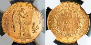 20 Franc Tercera República Francesa (1870-1940)  Oro 