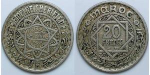 20 Franc Protectorado francés de Marruecos (1912 - 1956) Plata Mohámed V de Marruecos (1909 - 1961)