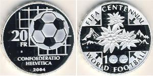 20 Franc Suiza Plata 