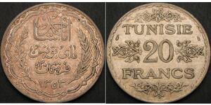 20 Franc Túnez Plata 