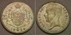 20 Franc Belgien Silber Albert I. (Belgien) (1875 - 1934)