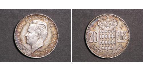 20 Franc Monaco (1297 - )  Rainier III, Prince of Monaco
