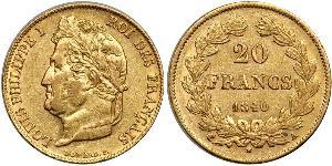 20 Franc 七月王朝 (1830 - 1848) 金 路易-菲利普一世 (1773 -1850)