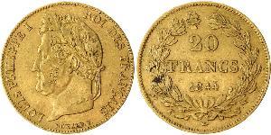 20 Franc 七月王朝 (1830 - 1848) 金 路易-菲利普一世 (1773 -1850)