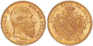 20 Franc 比利时 金 利奥波德二世 (比利时)