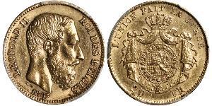 20 Franc 比利时 金 利奥波德二世 (比利时)