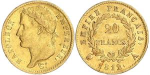 20 Franc 法兰西第一帝国 (1804 - 1814) 金 拿破仑一世(1769 - 1821)