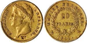 20 Franc 法兰西第一帝国 (1804 - 1814) 金 拿破仑一世(1769 - 1821)