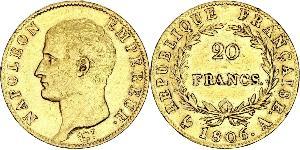 20 Franc 法兰西第一帝国 (1804 - 1814) 金 拿破仑一世(1769 - 1821)