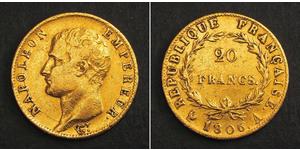 20 Franc 法兰西第一帝国 (1804 - 1814) 金 拿破仑一世(1769 - 1821)