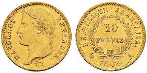 20 Franc 法兰西第一帝国 (1804 - 1814) 金 拿破仑一世(1769 - 1821)