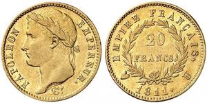 20 Franc 法兰西第一帝国 (1804 - 1814) 金 拿破仑一世(1769 - 1821)