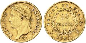 20 Franc 法兰西第一帝国 (1804 - 1814) 金 拿破仑一世(1769 - 1821)