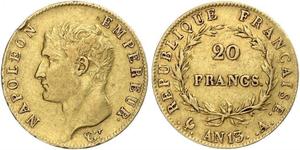 20 Franc 法兰西第一帝国 (1804 - 1814) 金 拿破仑一世(1769 - 1821)
