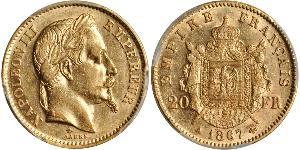 20 Franc 法蘭西第二帝國 (1852 - 1870) 金 拿破仑三世