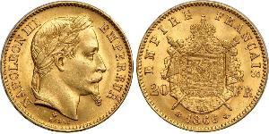 20 Franc 法蘭西第二帝國 (1852 - 1870) 金 拿破仑三世