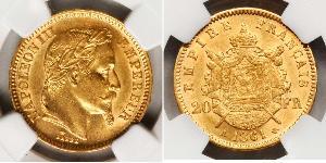 20 Franc 法蘭西第二帝國 (1852 - 1870) 金 拿破仑三世