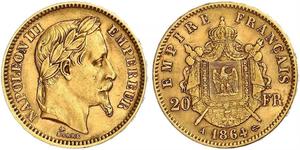 20 Franc 法蘭西第二帝國 (1852 - 1870) 金 拿破仑三世