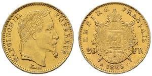 20 Franc 法蘭西第二帝國 (1852 - 1870) 金 拿破仑三世