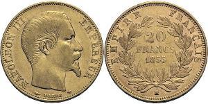 20 Franc 法蘭西第二帝國 (1852 - 1870) 金 拿破仑三世