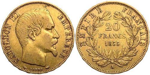20 Franc 法蘭西第二帝國 (1852 - 1870) 金 拿破仑三世