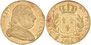 20 Franc 波旁复辟 金 路易十八 (1755 - 1824)