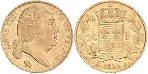 20 Franc 波旁复辟 金 路易十八 (1755 - 1824)