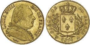 20 Franc 波旁复辟 金 路易十八 (1755 - 1824)