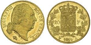 20 Franc 波旁复辟 金 路易十八 (1755 - 1824)