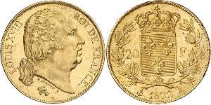 20 Franc 波旁复辟 金 路易十八 (1755 - 1824)
