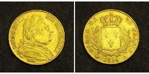 20 Franc 波旁复辟 金 路易十八 (1755 - 1824)