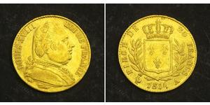 20 Franc 波旁复辟 金 路易十八 (1755 - 1824)