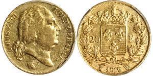 20 Franc 波旁复辟 金 路易十八 (1755 - 1824)
