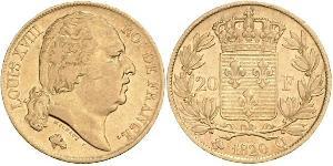 20 Franc 波旁复辟 金 路易十八 (1755 - 1824)