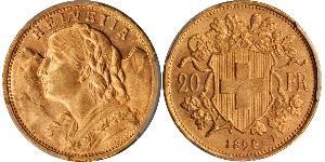 20 Franc 瑞士 金 
