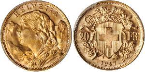 20 Franc 瑞士 金 