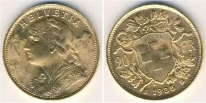20 Franc 瑞士 金 