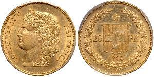 20 Franc 瑞士 金 