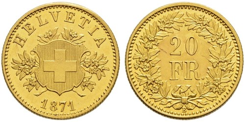 20 Franc 瑞士 金 