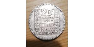 20 Franc 法兰西第三共和国 (1870 - 1940) 銀 
