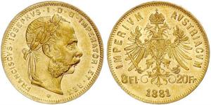 20 Franc / 8 Florin Österreich-Ungarn (1867-1918) Gold Franz Joseph I (1830 - 1916)