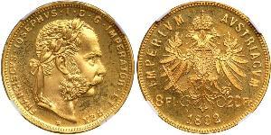 20 Franc / 8 Florin Österreich-Ungarn (1867-1918) Gold Franz Joseph I (1830 - 1916)
