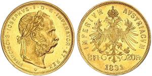 20 Franc / 8 Florin Autriche-Hongrie (1867-1918) Or Franz Joseph I (1830 - 1916)
