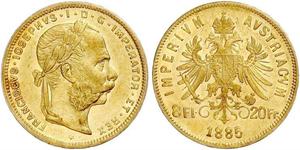 20 Franc / 8 Florin Autriche-Hongrie (1867-1918) Or Franz Joseph I (1830 - 1916)
