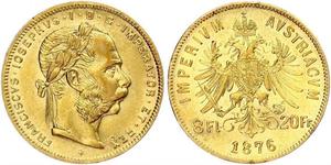 20 Franc / 8 Florin Imperio austrohúngaro (1867-1918) Oro Franz Joseph I (1830 - 1916)