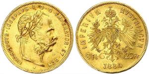 20 Franc / 8 Florin Impero austro-ungarico (1867-1918) Oro Franz Joseph I (1830 - 1916)