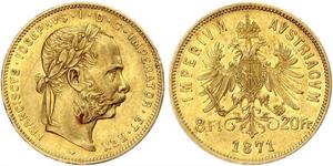 20 Franc / 8 Florin 奥匈帝国 (1867 - 1918) 金 弗朗茨·约瑟夫一世 (1830 - 1916)