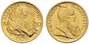 20 Franga Ari Albanian Republic (1925-1928) Gold Zog I, Skanderbeg III of Albania