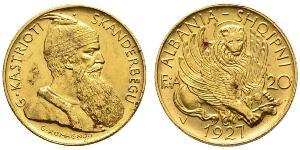 20 Franga Ari République albanaise (1925-1928) Or Zog I, Skanderbeg III of Albania